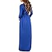 Mother Bee Maternity V-Neck 3/4 Sleeve Ruched Waist Dress RoyalBlue