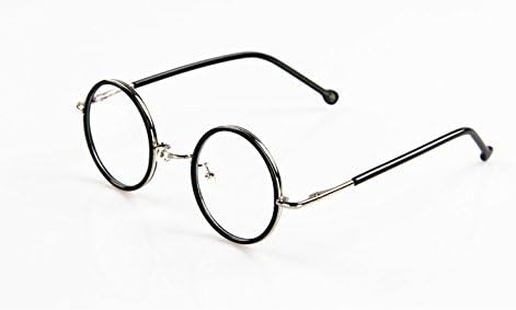 45mm Round Vintage Bright Black Eyeglass Frame Retro Glasses Spectacles Rx