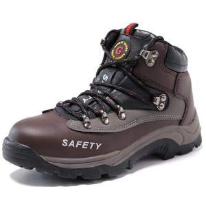 SUADEX Winter Safety Work Boots, Waterproof Steel Toe Cap Fur Lined Shoes, Industrial and Construction Hiking Sneakers, Brown 40