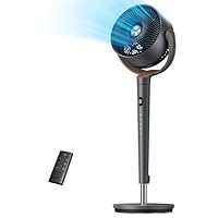 Dreo Fan for Bedroom, 120° Oscillating Standing Fans, Quiet Floor Fan with DC Motor, 100ft Pedestal Fans for Room, 9 Speeds, 4 modes, 20dB, 120° Manual Vertical, 37-42