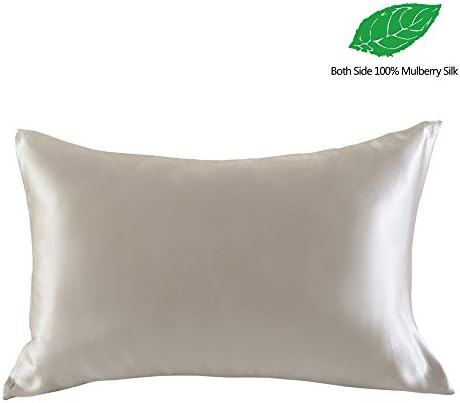 YSTHER 22 Momme Silk Pillowcases with Both Side,Standard Size with Hidden Zipper,1pc (Standard 20''x26'',Coffee),Gift Box
