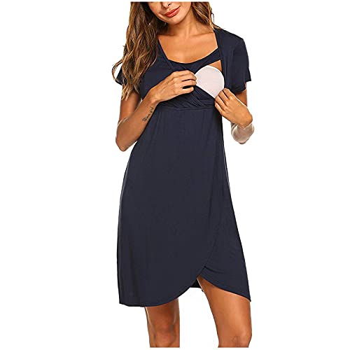 Uppada Women's Maternity Nursing Dresses Breastfeeding Gowns Comfy Dress Casual Short Sleeve Solid Casual Midi Dress Navy in Kenya | Whizz Uppada Women's Maternity Nursing Dresses Breastfeeding Gowns Comfy Dress Casual Short Sleeve Solid Casual Midi Dress Navy in Kenya | Whizz