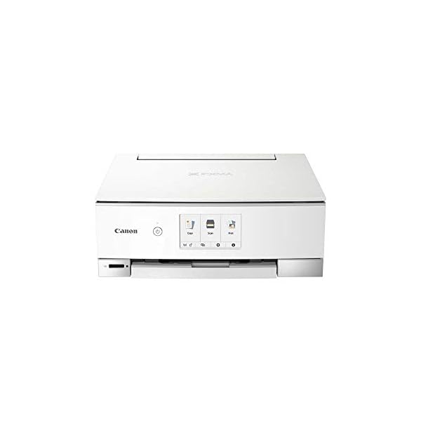 Canon PIXMA TS8351 Drucker Farbtintenstrahl Multifunktionsgerät DIN A4 (Scanner, Kopierer, 4.800 x 1.200 dpi, 6 separate Tinten, USB, WLAN, Duplexdruck, 2 Papierzuführungen, 5 GHz Support), weiß