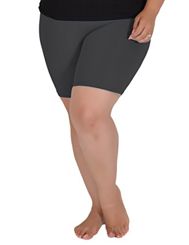 Stretch is Comfort Women's Teamwear Cotton Plus Size Bike Shorts Charcoal Gray 5X