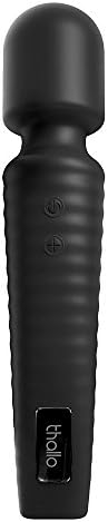 Wand Massager Cordless FDA Approved, Thallo Handheld Wireless Personal Body Massager with 7 Vibration Patterns, Rechargeable, Waterproof - Black