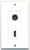 RiteAV - 1 Toslink Digital Audio Port and 1 HDMI Port Wall Plate Decorative - White