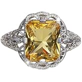 Aimys Huge Natural 3.5Ct Tanzanite 925 Silver Ring Women Wedding Engagement Wedding Band for Women 925 Sterling Silver AAA Cz Yellow (8#)