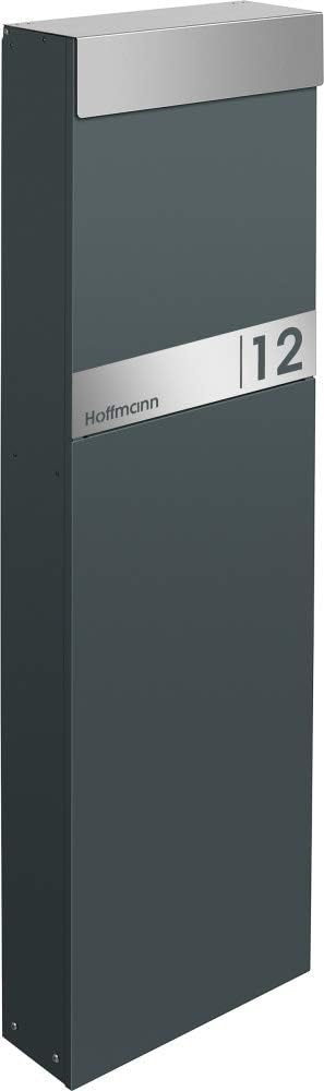 Frabox® Standbriefkasten NAMUR anthrazitgrau RAL 7016 / Edelstahl mit Hausnummer & Namen