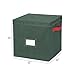 Richard's Homewares - 64 Compartment Cube Ornament Organizer - Holiday Green with Red Handles