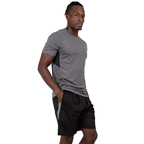 Alive Men's Tee Shirt Active Quick Dry Workout Short Sleeve Shirts (Medium, Obsidian Heather) - Thumbnail 5