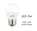 J.LUMI BPC4503 LED Light Bulb 3W, G45 and A15 Light Bulb, 25W incandecent Equivalent, E26 Medium Base, 3000K Warm White, NOT DIMMABLE, 1-Pack