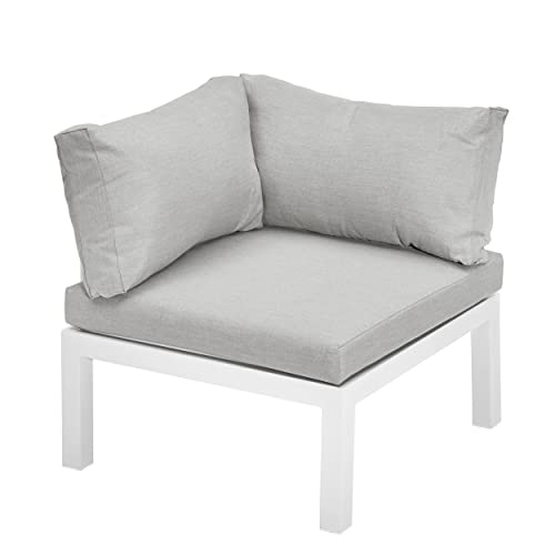 Gartenfreude Ecksitz/Eckmodul Ambience, flexibel einsetzbar weiß/hellgrau/WPC hell
