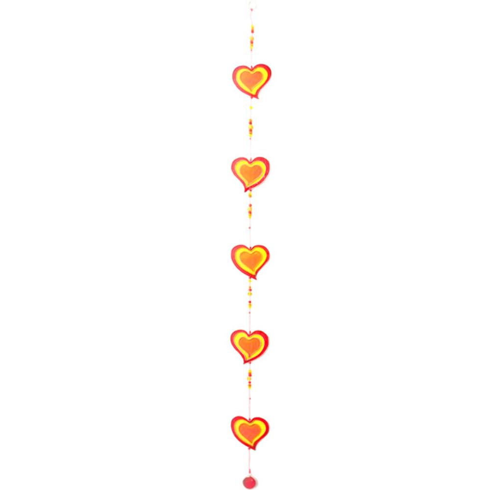 String of Hearts Hanging Suncatcher Multi-colour Home and Garden Ornament (Red/Yellow)