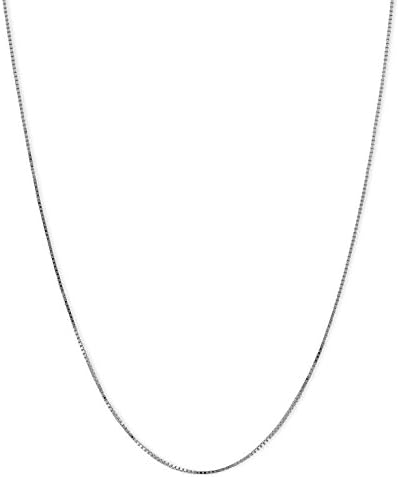 Silver Platinum Plated Box Chain Necklace 925 Italy Silver 0.8mm 1mm 16" to 36" Chain Necklace (22in - 1mm)