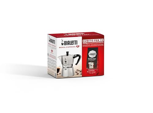 Bialetti Espressokocher Moka Express für 6 Tassen, plus 250 g Perfekt , nicht induktionsfähig, (250 ml), Aluminium, Rot