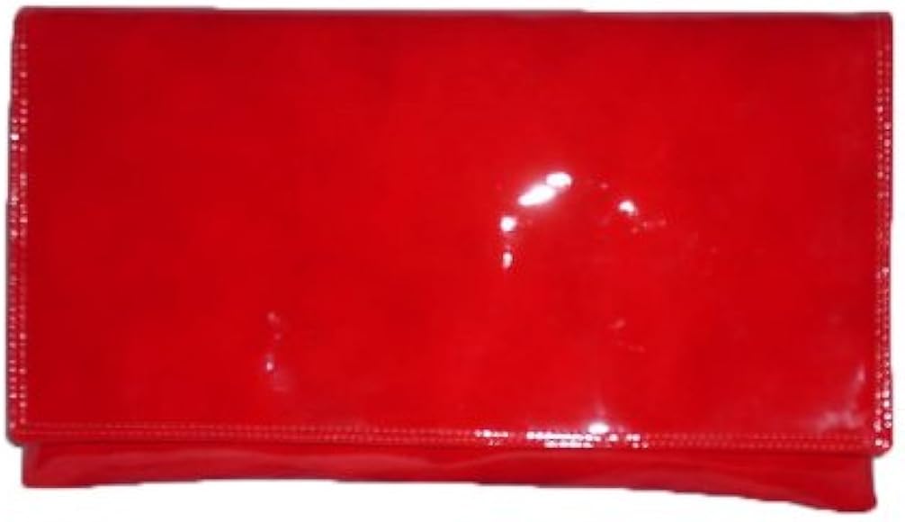 red patent clutch bag