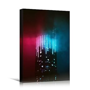 signwin Canvas Wall Art Building Lights Cityscape Colorful...