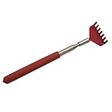 TOOGOO(R)Telescopic Stainless steel Compact Scratching Tool Extendable 20-68cm Back Scratcher Massager 5 Section (Red)
