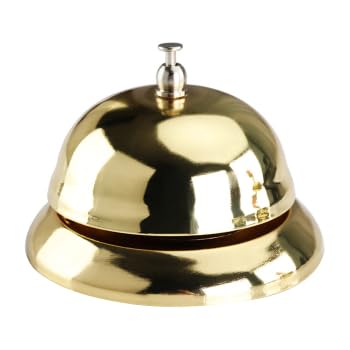 Golden Hand Bell Press Service Bell for Restaurant Reception Kitchen Counter Ring for Customer Calling and Game Use