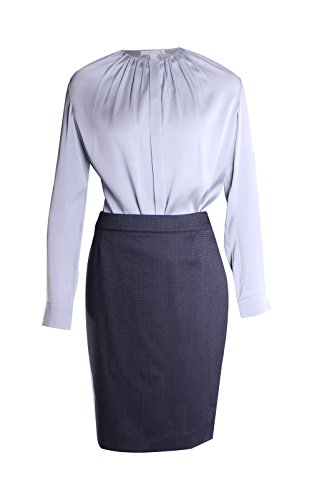 Hugo Boss Banora Gathered Silk Long Sleeve Button Front Blouse Top In Open Grey Blue 097 Size 0