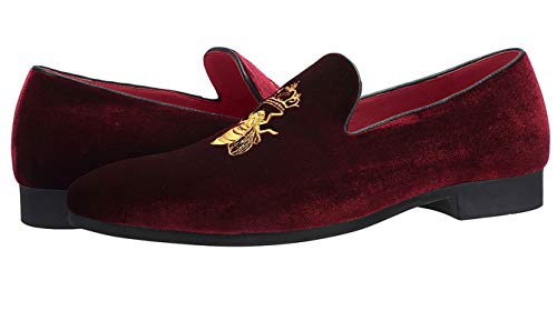 maroon and gold loafers