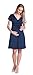 Happy Mama. Women's Maternity Jersey Flare Baby Shower Dress Short Sleeves. 108p (Navy, US 8, L)