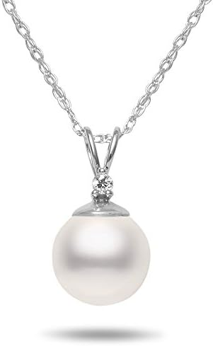 TARA Legacy AA Quality Akoya Cultured Pearl and .02cttw Diamond 14k Gold Pendant, 18"