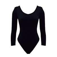 FNA FASHIONS Round Neck Long Sleeve Viscose Black Leotard