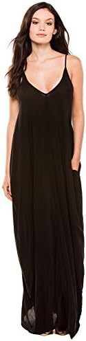 Elan International Women's Wovens Maxi Dress Swim Cover Up Black L