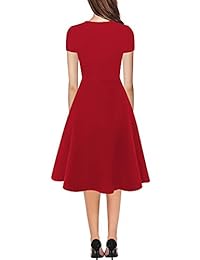 Sakaly SK262 - Vestido de manga corta con volantes y bolsillos con estampado de lunares para mujer