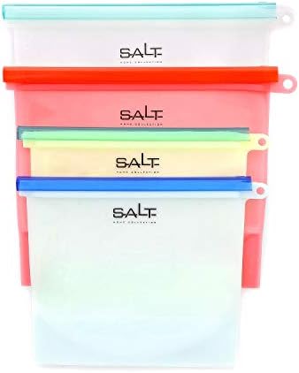 SALT HOME Reusable Silicone Storage Bags | Airtight Food Preservation | Versatile: Microwave, Freezer, Refrigerator, Dishwasher | FDA & SGS Approved | 4 Pack | 1 & 1.5 Liter