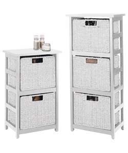 Rattan Effect 2 Drawer And 3 Drawer Storage Units White Amazon