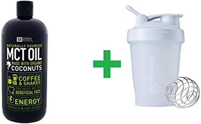 Sports Research, MCT Oil from Non-GMO Coconuts, Unflavored, 32 fl oz (946 ml)(1 Pack)+ Assorted Sundesa, BlenderBottle, Classic With Loop, 20 oz
