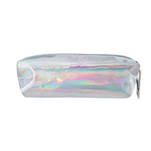 Clearance! Fashion Hologram Pencil Case Pen Holder Makeup Boxes Zipper Comestic Storage Bag (Silver)