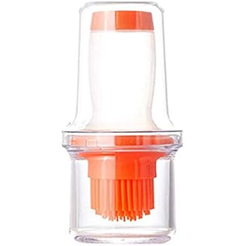Basting Brush, Silicone Pastry Baking Brush BBQ Sauce Marinade Meat Glazing Oil Brush Silicone Honey Oil Bottle Vinegar Pump Spray Dispenser with Brush (Orange Squeeze Mode)