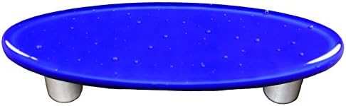 Aquila Art Glass HK1030-POA Solid Color Collection Oval Pull, Deep Cobalt Blue
