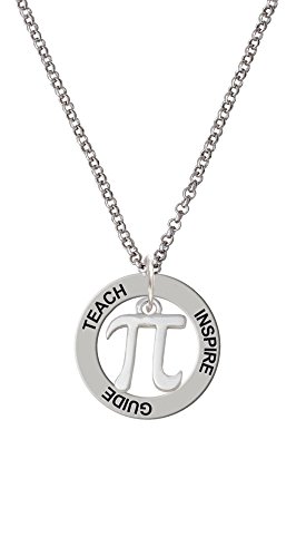 Silvertone Medium Pi - Teach Inspire Guide Affirmation Necklace