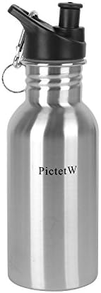 PictetW Classic Stainless Steel water Bottle With Sport Cap (Silver, 17oz)