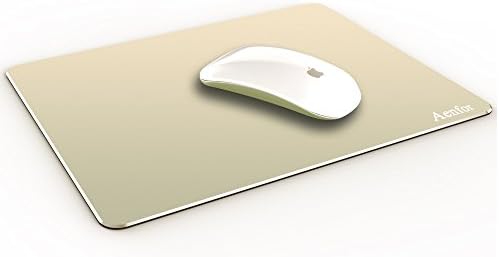 Aenfor Aluminum gaming mouse pad [Ultra Thin][Non-slip Base][Resistant to dirt][Easy to clear]mouse pad with Micro Sand Blasting Aluminum Surface for Fast and Accurate Control (Gold)