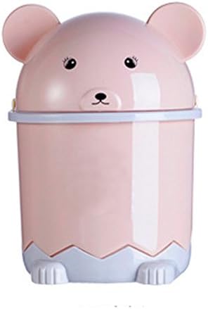 Mini Trash Can Pen Organizer with a Silicone Bag Holder, Fashio Plastic Waveover Countertop Trash Can, Mini Garbage Bin Wastebasket Perfect for The Kitchen Bathroom Office Car Use (Nordic Pink)