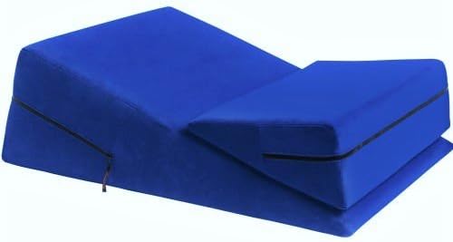 Firm Blue Cushion Foam Pillows for Back Support, Pain Relief, Reading in Bed, Physical Therapy, Elevate Body with Washable Covers