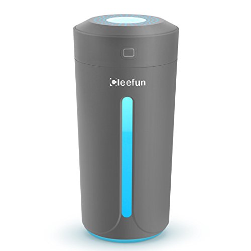 CLEEFUN Cool Mist Humidifier, Ultrasonic USB Portable Air Humidifiers for Office Desk Home Hotel Bedroom Car Truck Travel - 230ML Mini Desktop Cup Humidifier with LED Night Light and No Noise(Gray)