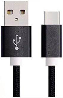 Gadget Giant Type C Data Cable Sync Transfer Charger 2 Metre (6.6ft) Nylon Braided Fast Charge Charging Cable Compatible with Sony Xperia XA1 (Black)