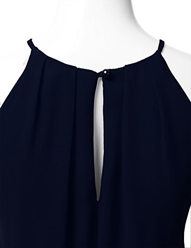 DRESSIS Womens Double Layered Chiffon Mini Tank Dress Navy 2XL