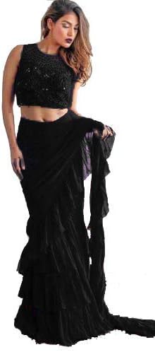 Mesmore Women's Georgette Saree With Blouse Piece Material