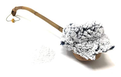 NatureGrail Body Powder Puff - Plush, Long-handled Powder Puff with Refillable Powder Container, Handcrafted Artisanal Bamboo