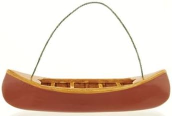Wooden Canoe Model Figure, Collectible Ornament, 5-inch, Red or Green