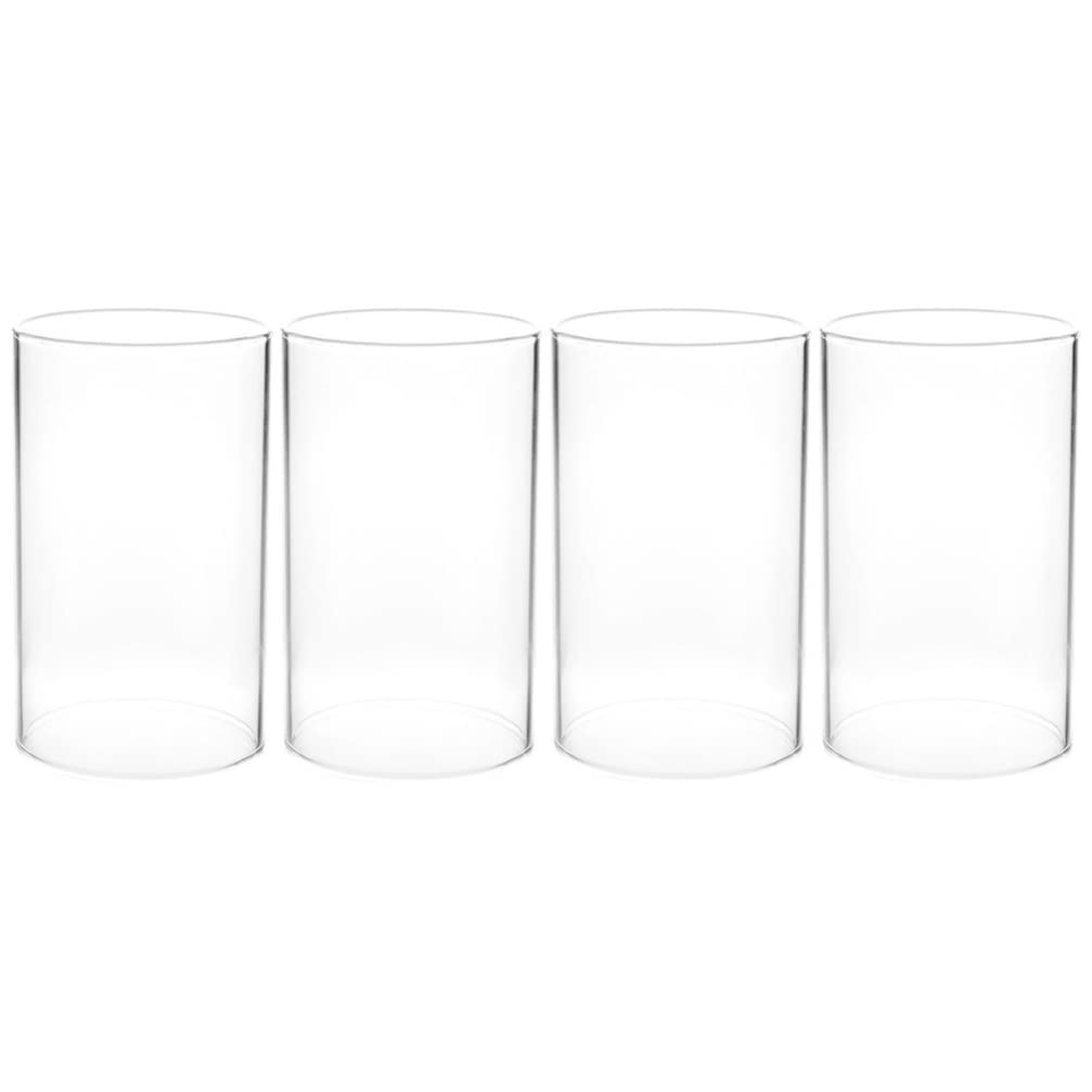 Garneck 4pcs Christmas Glass Candle Covers Clear Glass Candleholder Tube Shade Open Flame Candle Chimney Tube Cover Open Ended Cylinder Clear