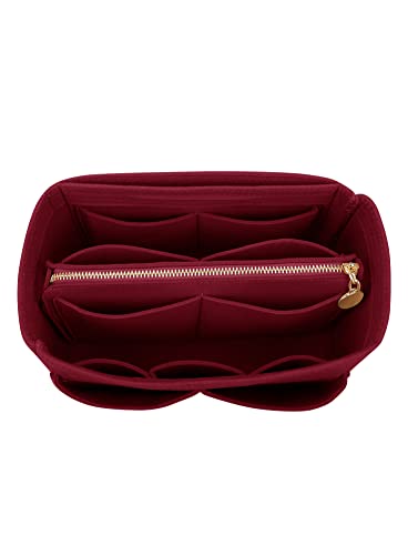 LEXSION Felt Purse Bag Organizer Insert with zipper Bag Tote Shaper Fit Speedy Neverful PM MM, 1-Vine Red, L — image 1