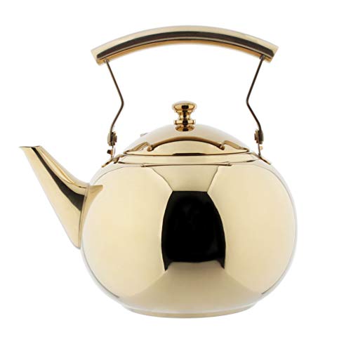 OMGard Gold Tea Pot with Infuser Loose Tea Leaf Filter 2 Liter Stainless Steel Teapot Coffee Water Small Kettle Strainer Set Warmer Teakettle for Stovetop Induction Stove Top 2.1 Quart / 68 Ounce - Thumbnail 7